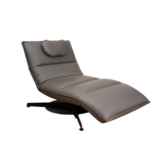 Coal lounge chair with a pillow on a white background