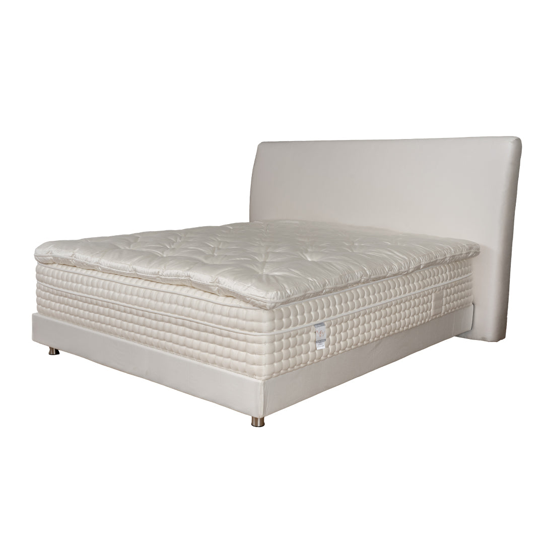 Pearl White bed on a Pearl White bed frame against a white background